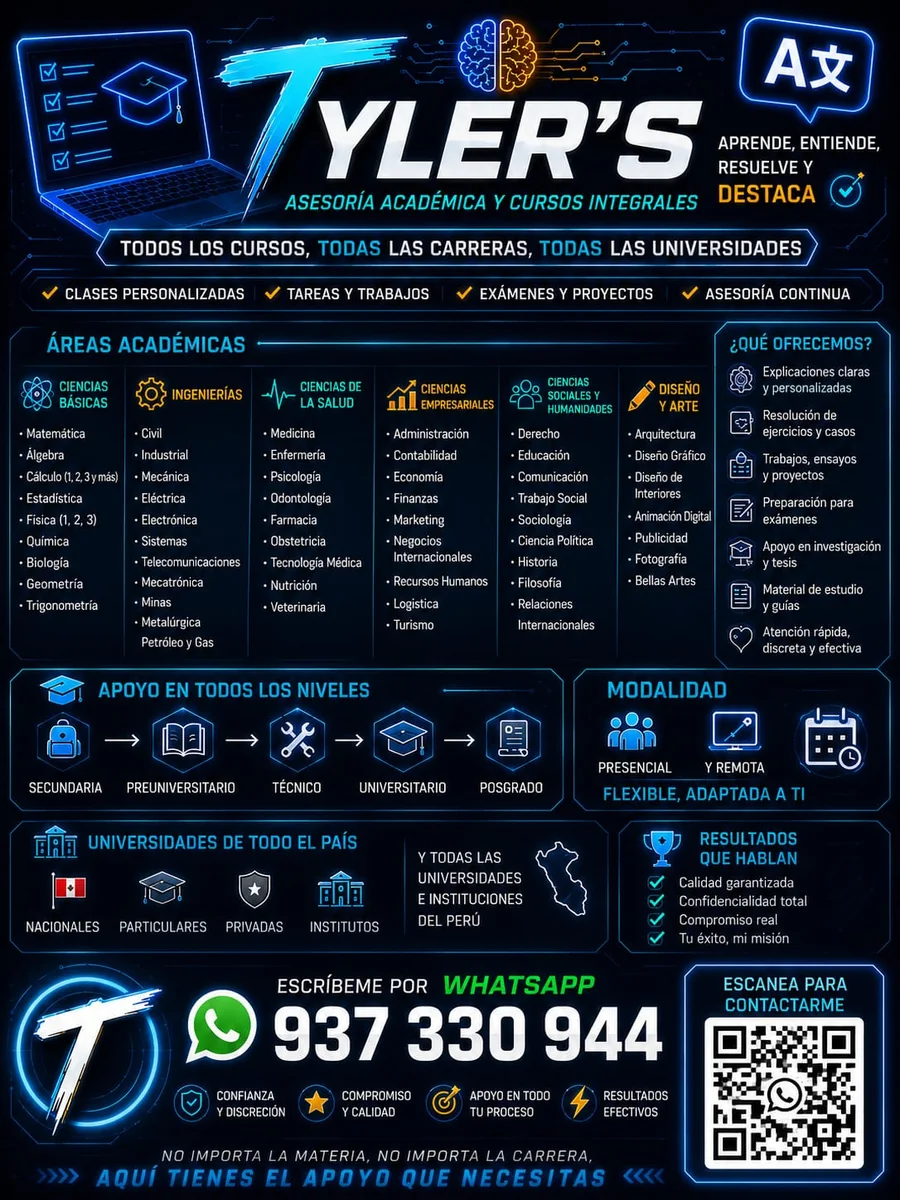 Áreas académicas atendidas por TYLR'S